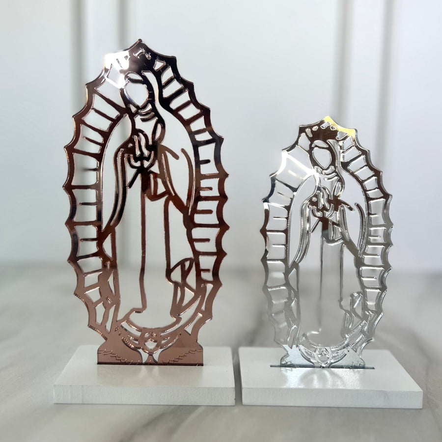 Silueta Virgen de Guadalupe con base/ paquete 10 pzas