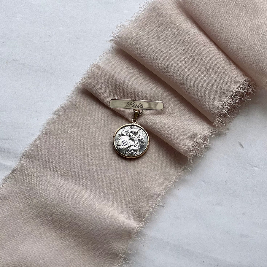 Medalla Chica biselada Virgen del Perpetuo Socorro con barra de plata