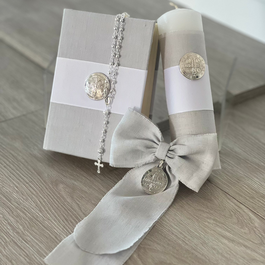 Set para Primera Comunión / Lino gris