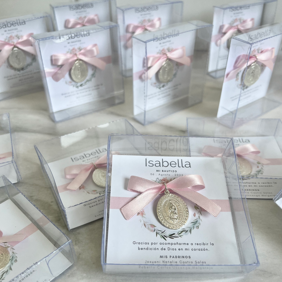 Medalla bolo chica en caja Virgen de Guadalupe medalla plana Paquete de 10