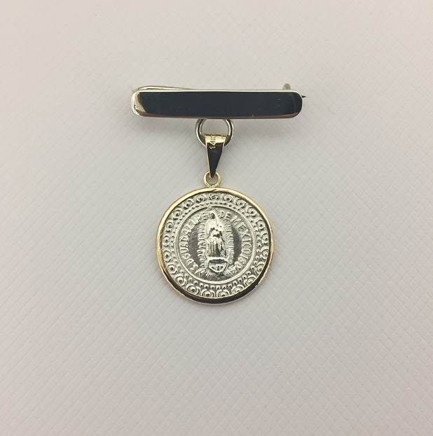 Medalla biselada Virgen de Guadalupe Chica con barra de plata